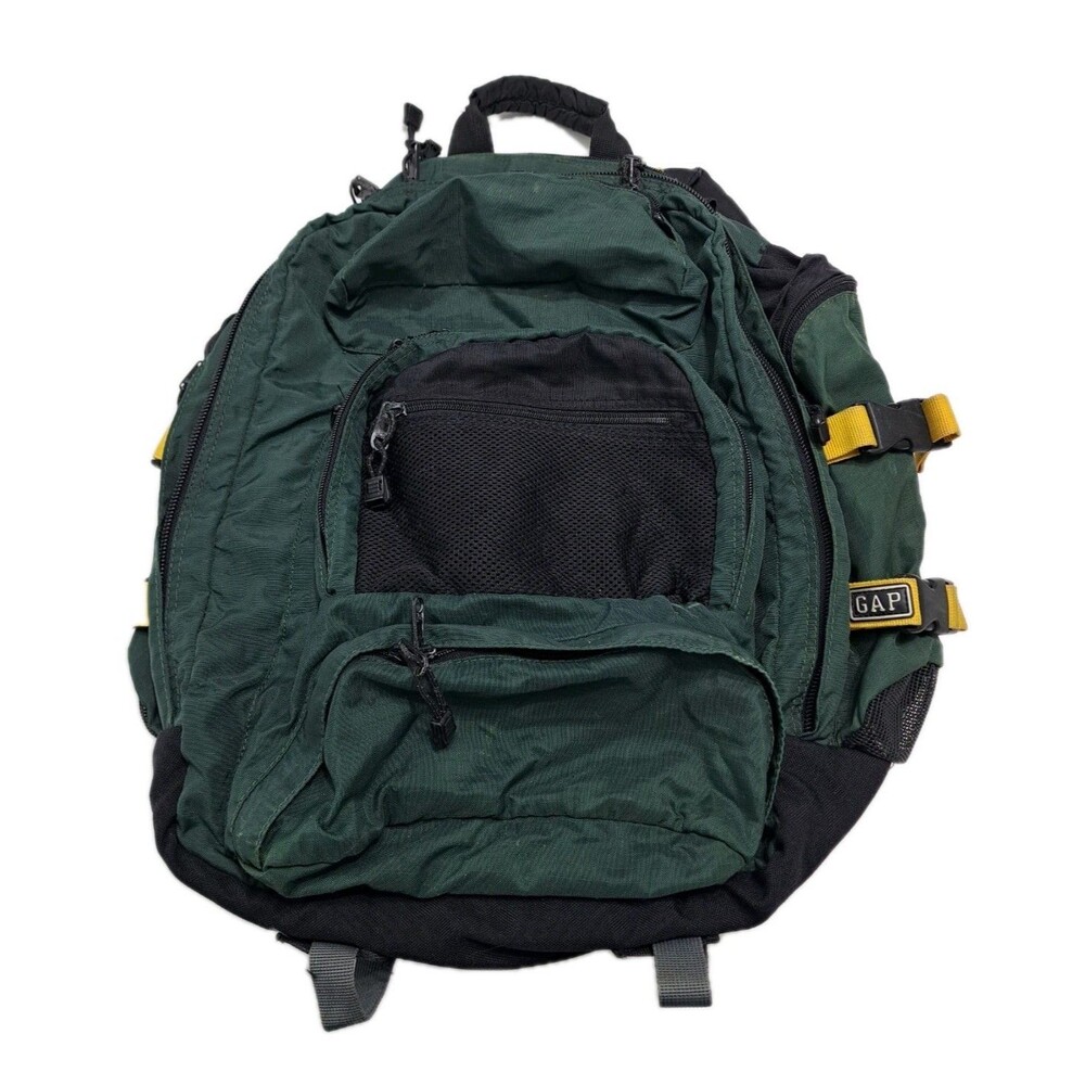 Gap Vintage Y2K Backpack Bag Rucksack Green Yellow School Hike Trail